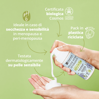 La Saponaria Mousse Detergente Intima Delicata Fiordaliso Bio e Prebiotici seconda immagine