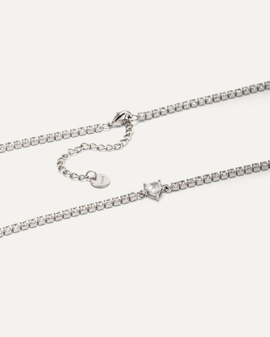 Collana Tennis con zircone taglio cuore Clara