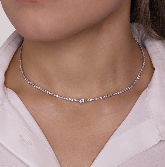 Collana Tennis con zircone taglio cuore Clara – Veramé